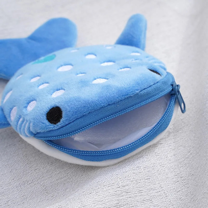 13x12cm Cute Whale Shark Coin Purse Kawaii Wallet Portable Plush Coin Bag Key Earphone Coin Organizer Pouch Zipper Bag kids Gift