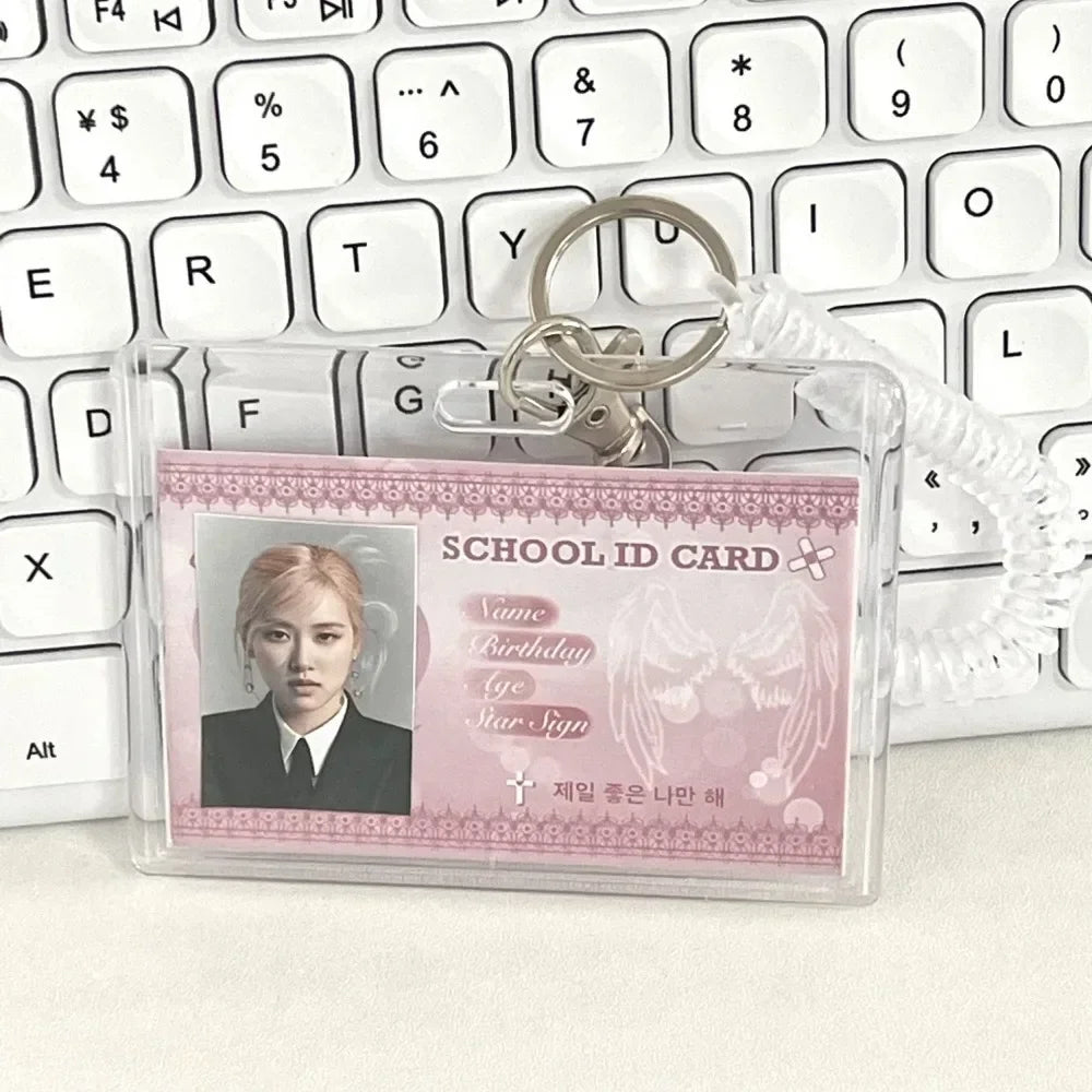 Acrylic Kpop Photo Card Holder Anti-lost Keychain 3 Inch INS Transparent Idol Protective Case Bag Bus Cards Sleeves Supplies