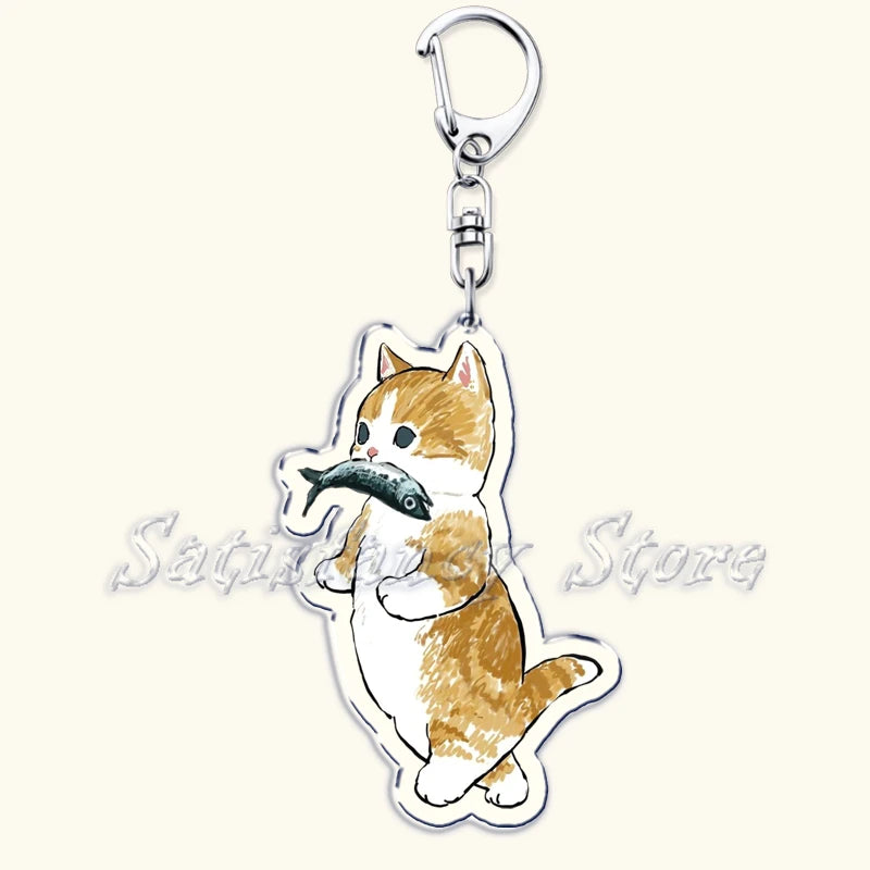 Cute Super Cute Kitten Cartoon Cat Acrylic Keychains Ring Shark for Accessories Bag Pendant Key Chain Jewelry Fans Lovers Gifts