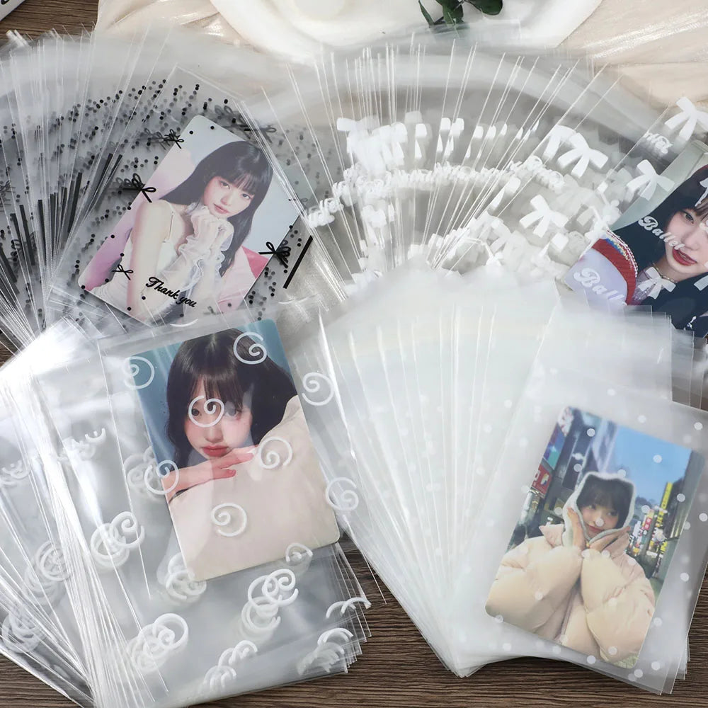 50pcs/pack Clear Photocard Sleeves Self-adhesive Card Cover Idol Photo Packaging Bag Self Sealing Bag Gift Card Protector