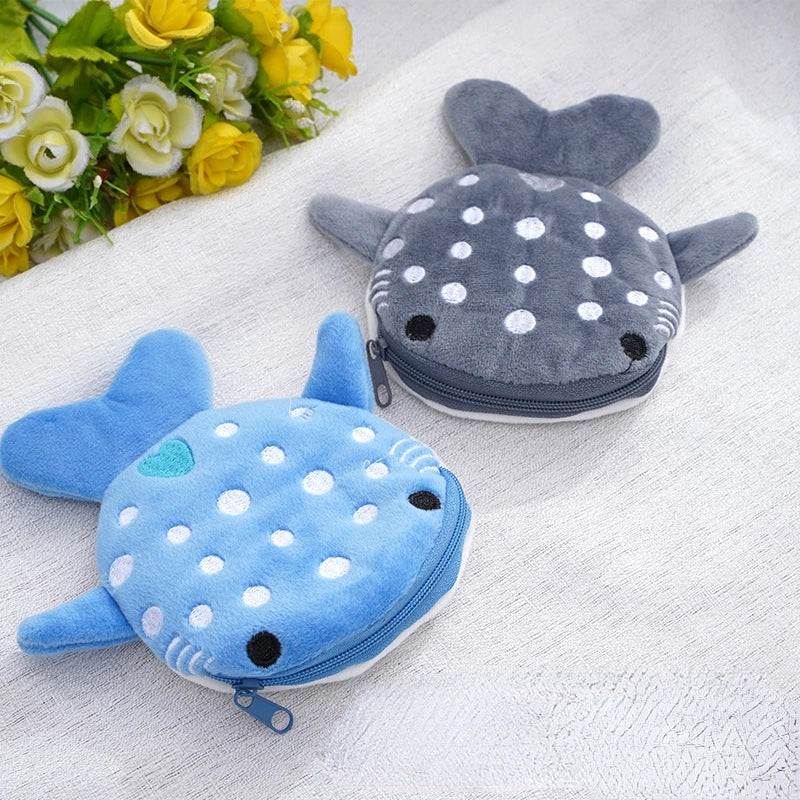 13x12cm Cute Whale Shark Coin Purse Kawaii Wallet Portable Plush Coin Bag Key Earphone Coin Organizer Pouch Zipper Bag kids Gift