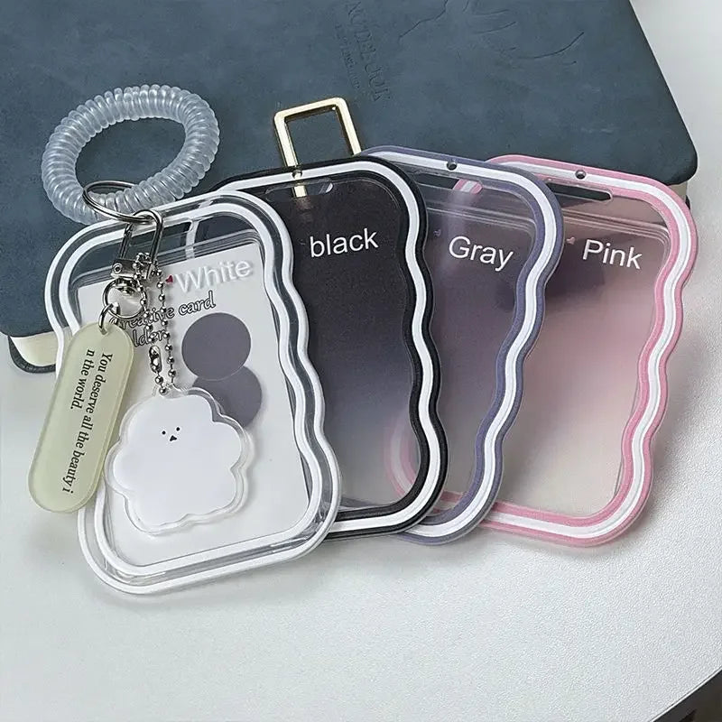 Creative Design Kpop Photocard Holder Transparent Card Holder Keychain Photo Sleeves Bus Card Student Card Case Photo Protector