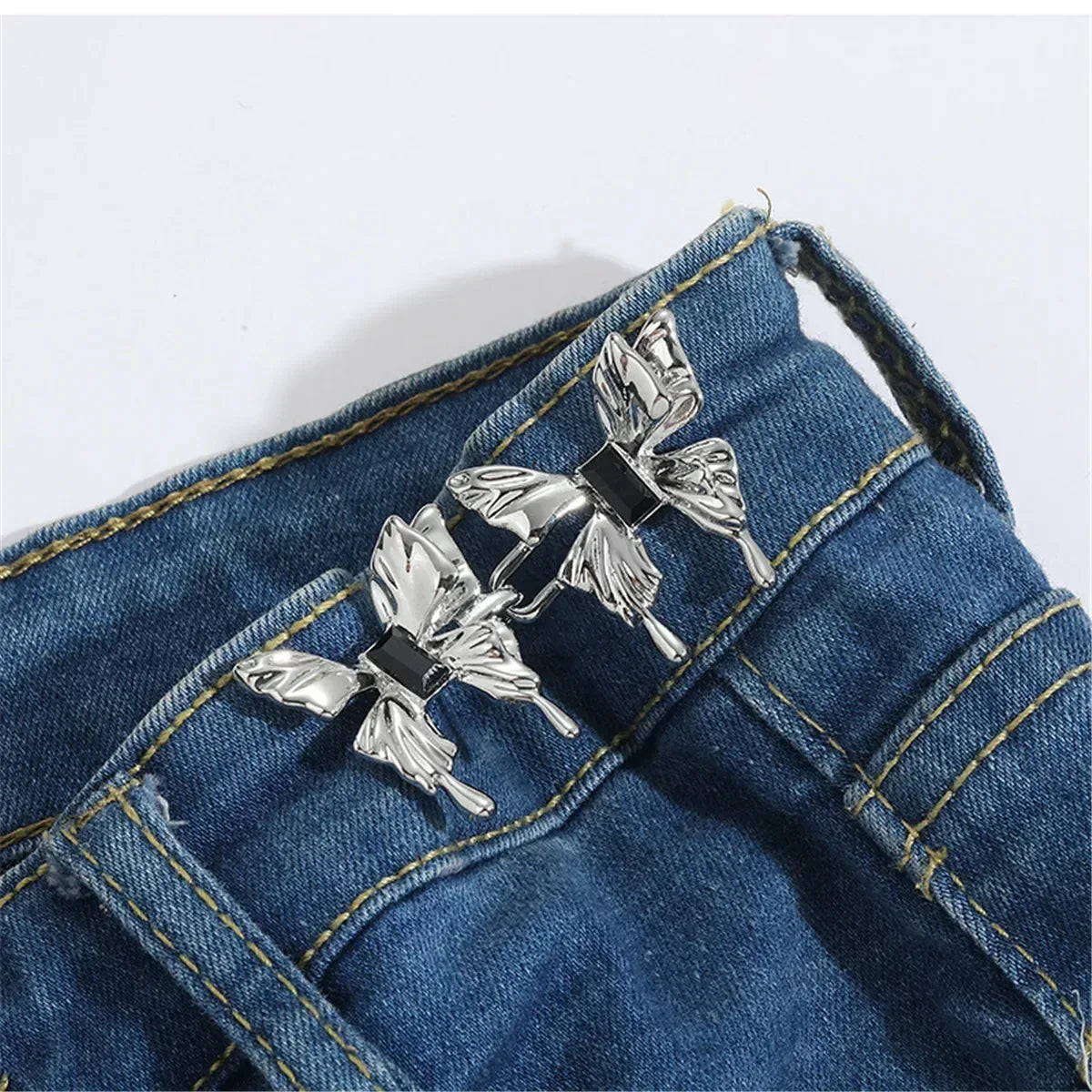 2Pcs Bowknot Button Adjuster for Pants and Skirts Waist Tightener Adjustable Waist Buckle for Jeans No Sewing Required