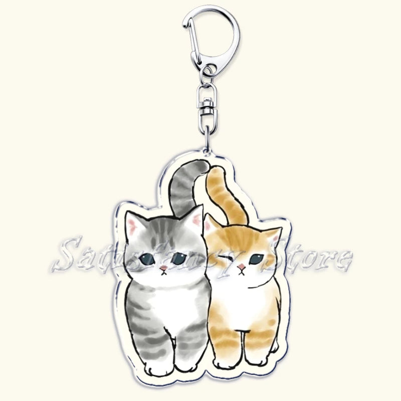 Cute Super Cute Kitten Cartoon Cat Acrylic Keychains Ring Shark for Accessories Bag Pendant Key Chain Jewelry Fans Lovers Gifts