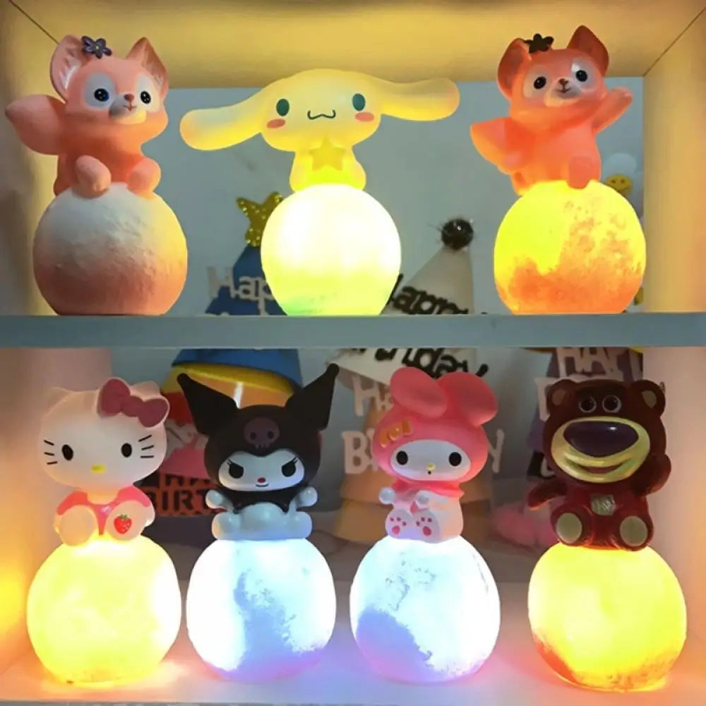 Anime Sanrio Hello Kitty Kuromi Cinnamoroll Melody Night Light Glowing Children Toy Bedside Lamp Kawaii Cute Kids Birthday Gift