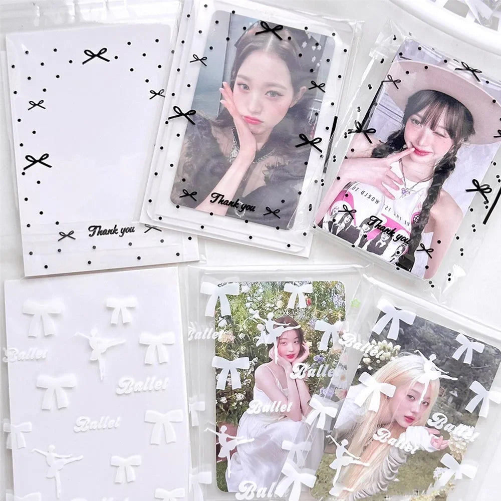 50pcs/pack Clear Photocard Sleeves Self-adhesive Card Cover Idol Photo Packaging Bag Self Sealing Bag Gift Card Protector