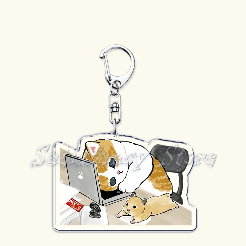 Cute Super Cute Kitten Cartoon Cat Acrylic Keychains Ring Shark for Accessories Bag Pendant Key Chain Jewelry Fans Lovers Gifts