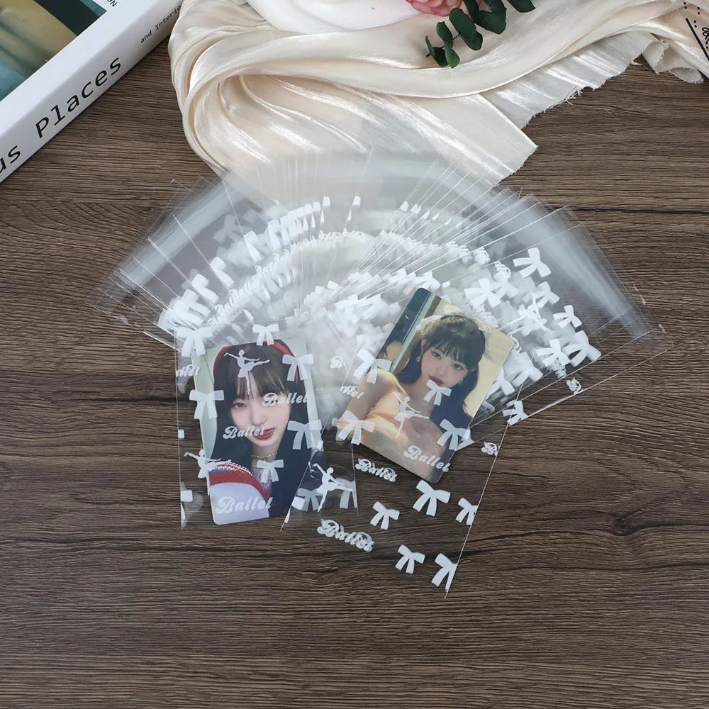 50pcs/pack Clear Photocard Sleeves Self-adhesive Card Cover Idol Photo Packaging Bag Self Sealing Bag Gift Card Protector