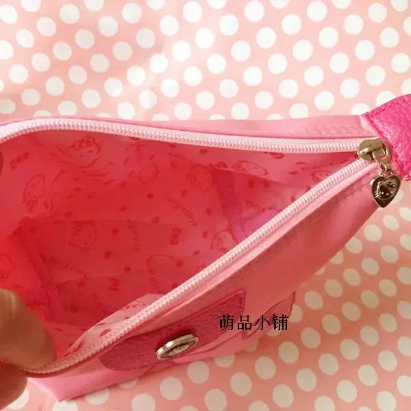 28X11cm Sanrio Hello Kitty Makeup Bag Anime Y2K Girls Storage Bag Cartoon Kawaii Large Capacity Waterproof PU Handbag Gift