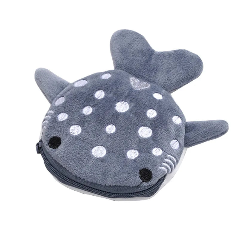 13x12cm Cute Whale Shark Coin Purse Kawaii Wallet Portable Plush Coin Bag Key Earphone Coin Organizer Pouch Zipper Bag kids Gift