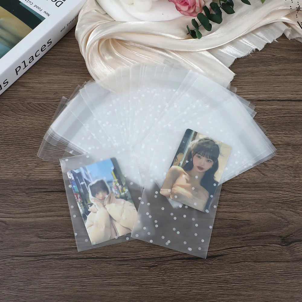 50pcs/pack Clear Photocard Sleeves Self-adhesive Card Cover Idol Photo Packaging Bag Self Sealing Bag Gift Card Protector