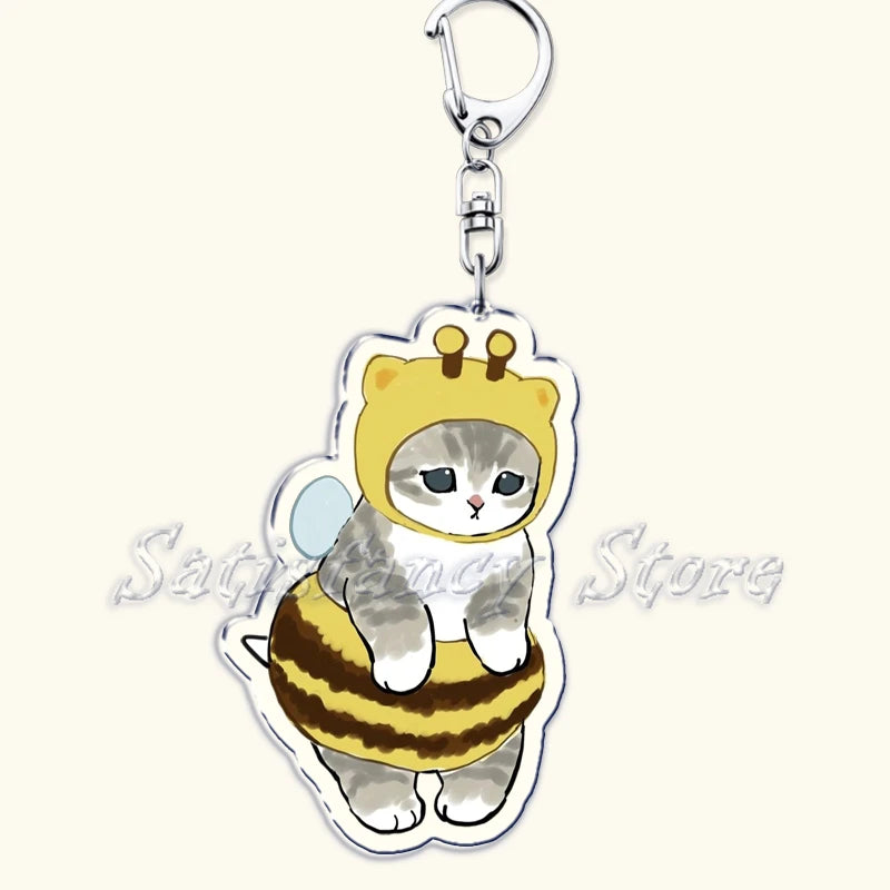 Cute Super Cute Kitten Cartoon Cat Acrylic Keychains Ring Shark for Accessories Bag Pendant Key Chain Jewelry Fans Lovers Gifts