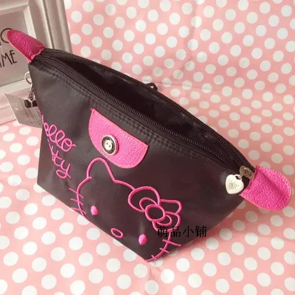 28X11cm Sanrio Hello Kitty Makeup Bag Anime Y2K Girls Storage Bag Cartoon Kawaii Large Capacity Waterproof PU Handbag Gift