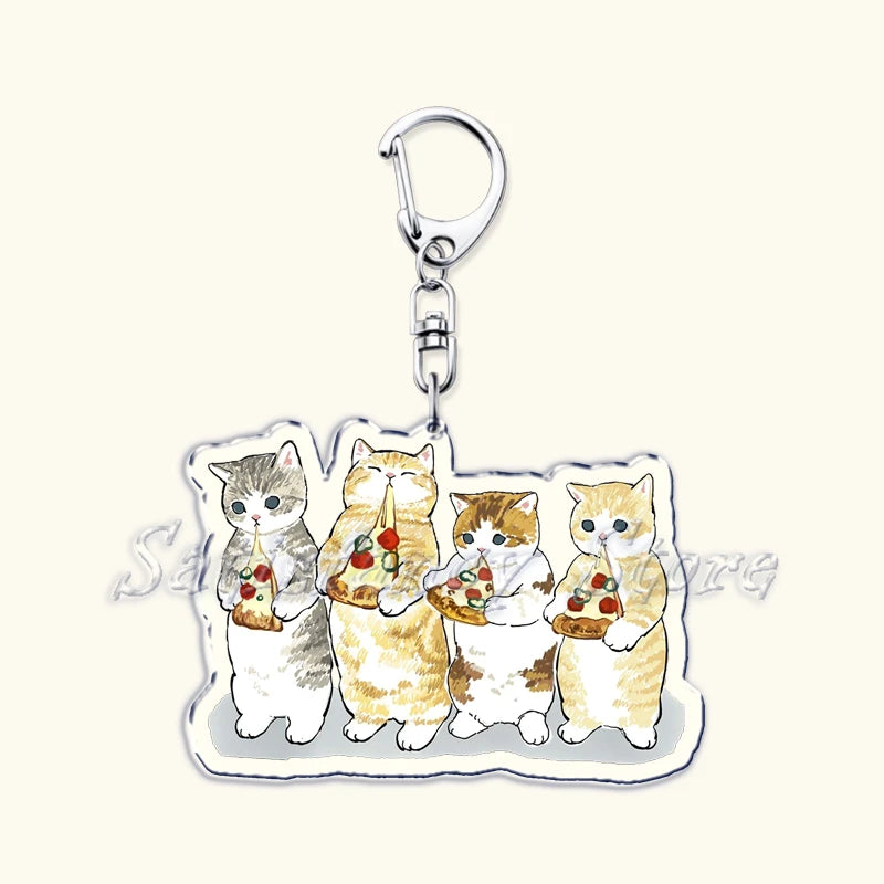 Cute Super Cute Kitten Cartoon Cat Acrylic Keychains Ring Shark for Accessories Bag Pendant Key Chain Jewelry Fans Lovers Gifts