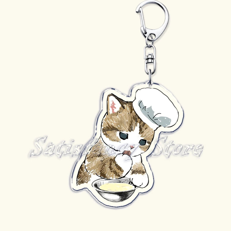 Cute Super Cute Kitten Cartoon Cat Acrylic Keychains Ring Shark for Accessories Bag Pendant Key Chain Jewelry Fans Lovers Gifts