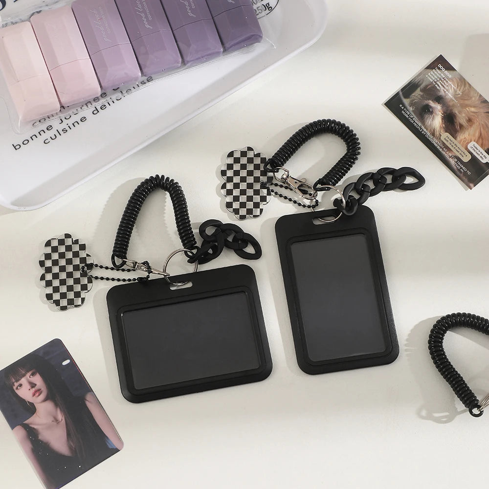 Black Style 3 inch Card Holder Kpop Photocard Holder Photo Card Holder Bag Pendant School Stationery