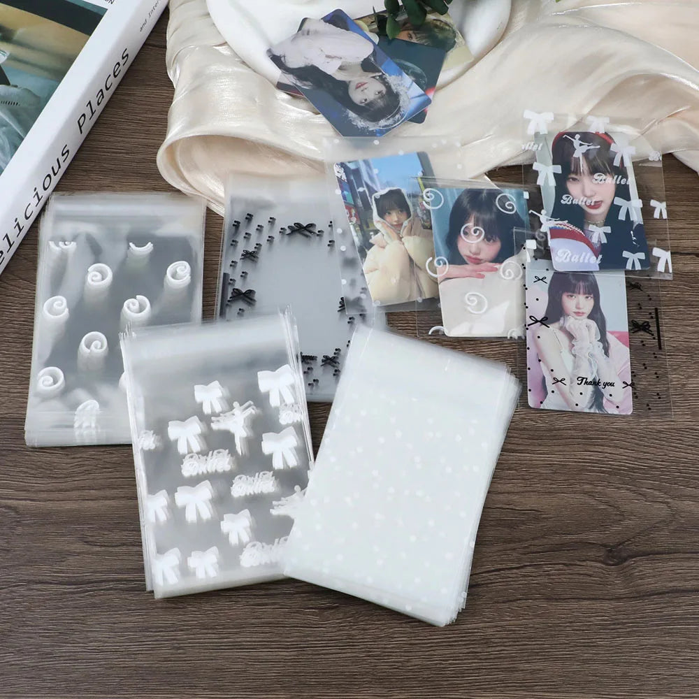 50pcs/pack Clear Photocard Sleeves Self-adhesive Card Cover Idol Photo Packaging Bag Self Sealing Bag Gift Card Protector