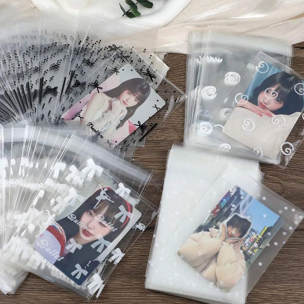 50pcs/pack Clear Photocard Sleeves Self-adhesive Card Cover Idol Photo Packaging Bag Self Sealing Bag Gift Card Protector