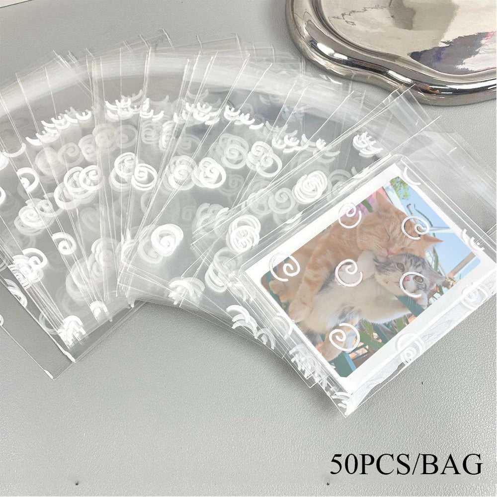 50pcs/pack Clear Photocard Sleeves Self-adhesive Card Cover Idol Photo Packaging Bag Self Sealing Bag Gift Card Protector