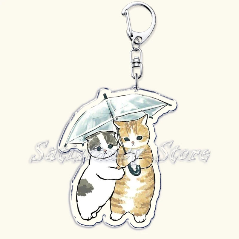 Cute Super Cute Kitten Cartoon Cat Acrylic Keychains Ring Shark for Accessories Bag Pendant Key Chain Jewelry Fans Lovers Gifts