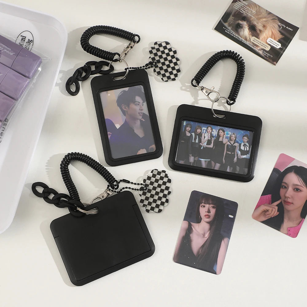 Black Style 3 inch Card Holder Kpop Photocard Holder Photo Card Holder Bag Pendant School Stationery