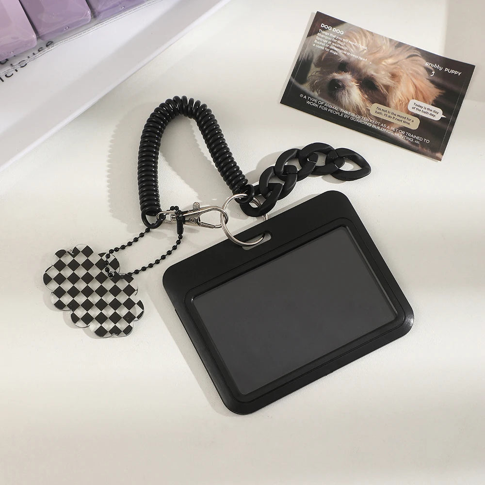 Black Style 3 inch Card Holder Kpop Photocard Holder Photo Card Holder Bag Pendant School Stationery