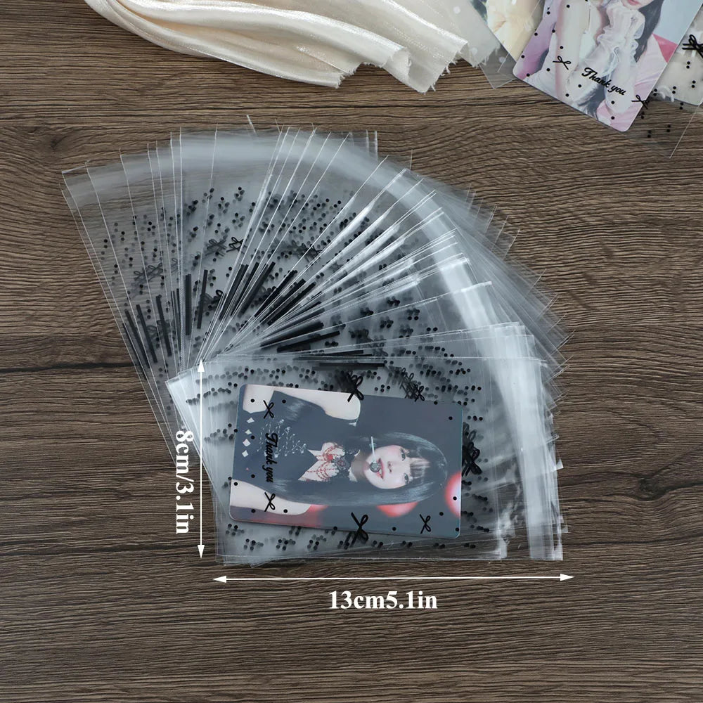 50pcs/pack Clear Photocard Sleeves Self-adhesive Card Cover Idol Photo Packaging Bag Self Sealing Bag Gift Card Protector