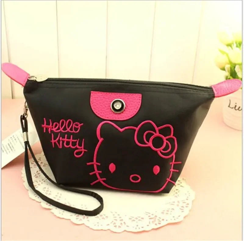 28X11cm Sanrio Hello Kitty Makeup Bag Anime Y2K Girls Storage Bag Cartoon Kawaii Large Capacity Waterproof PU Handbag Gift