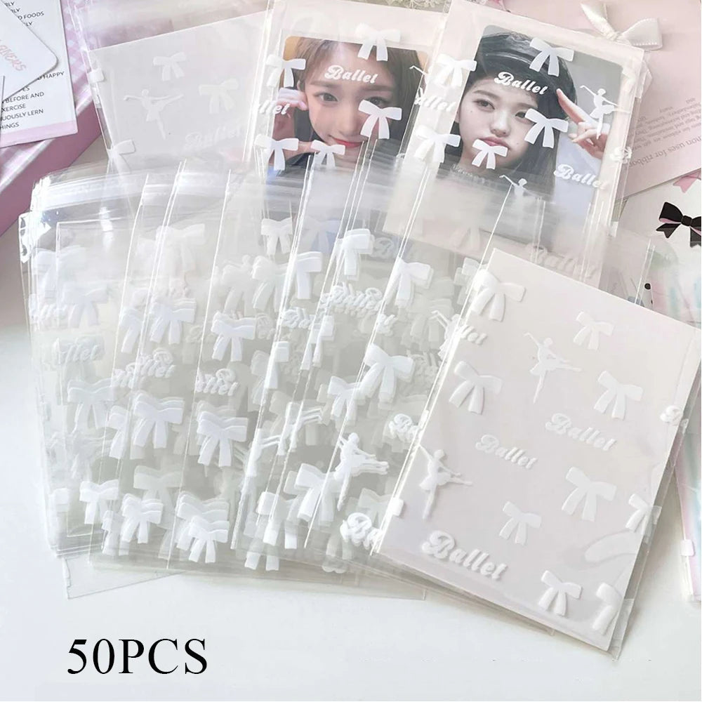 50pcs/pack Clear Photocard Sleeves Self-adhesive Card Cover Idol Photo Packaging Bag Self Sealing Bag Gift Card Protector