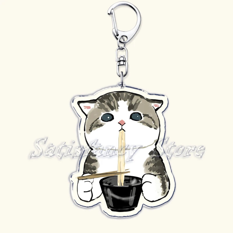 Cute Super Cute Kitten Cartoon Cat Acrylic Keychains Ring Shark for Accessories Bag Pendant Key Chain Jewelry Fans Lovers Gifts