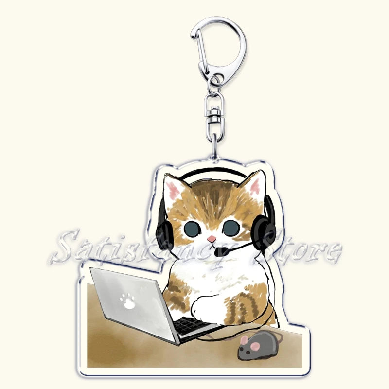 Cute Super Cute Kitten Cartoon Cat Acrylic Keychains Ring Shark for Accessories Bag Pendant Key Chain Jewelry Fans Lovers Gifts