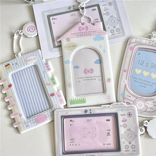 Korean Ins Cute Camera Phone Design Idol Card Holder Girl Photocard Holder Sleeves Protective Collect Pendants Gift