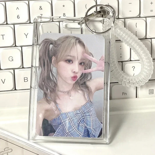 Acrylic Kpop Photo Card Holder Anti-lost Keychain 3 Inch INS Transparent Idol Protective Case Bag Bus Cards Sleeves Supplies