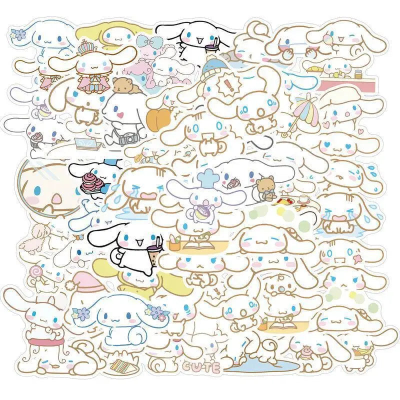 50PCS Funny Cinnamoroll Kuromi Sanrio Stickers Cartoon Cute Kids Toy PVC DIY Luggage Stationary Wall Car Travel Sticker Game