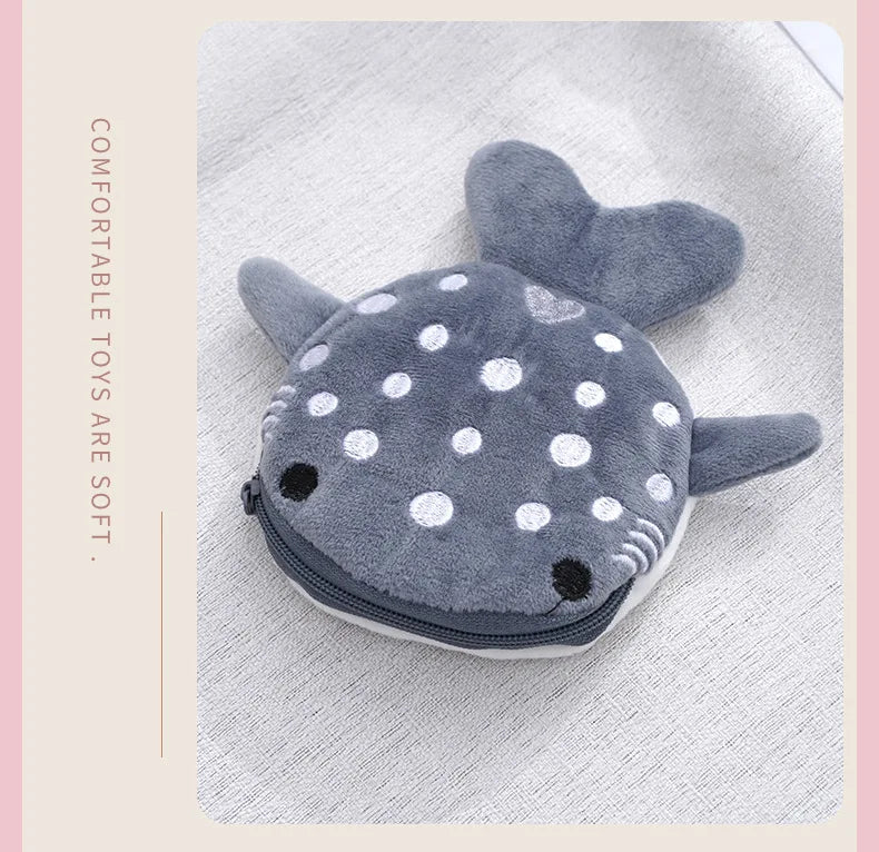 13x12cm Cute Whale Shark Coin Purse Kawaii Wallet Portable Plush Coin Bag Key Earphone Coin Organizer Pouch Zipper Bag kids Gift