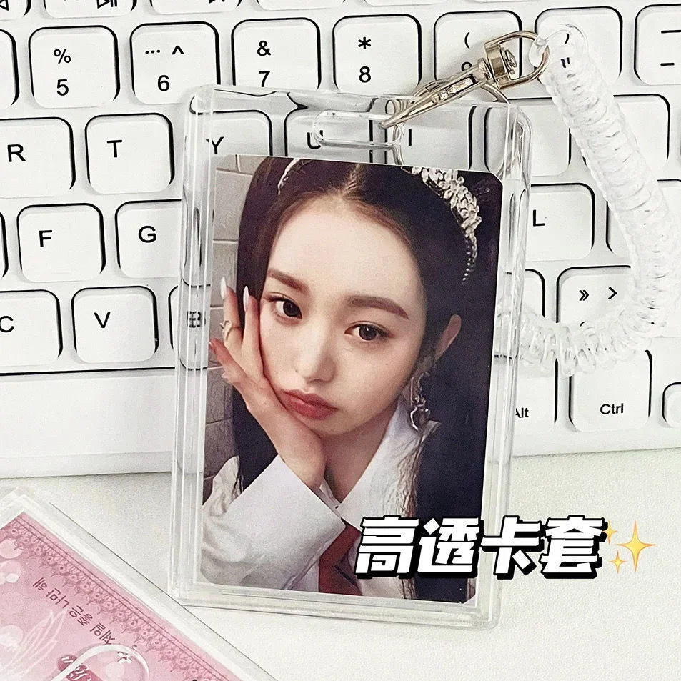 Acrylic Kpop Photo Card Holder Anti-lost Keychain 3 Inch INS Transparent Idol Protective Case Bag Bus Cards Sleeves Supplies