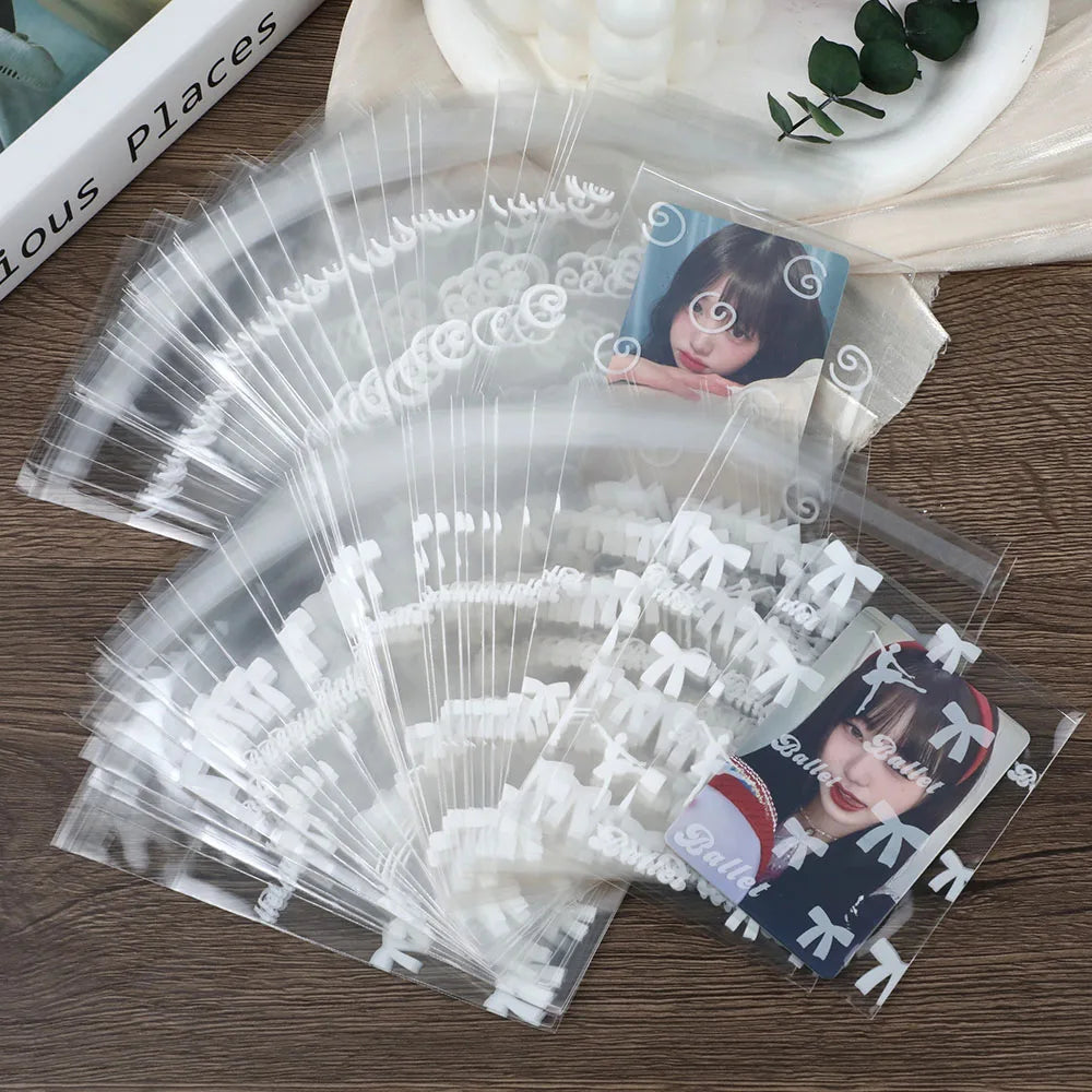 50pcs/pack Clear Photocard Sleeves Self-adhesive Card Cover Idol Photo Packaging Bag Self Sealing Bag Gift Card Protector