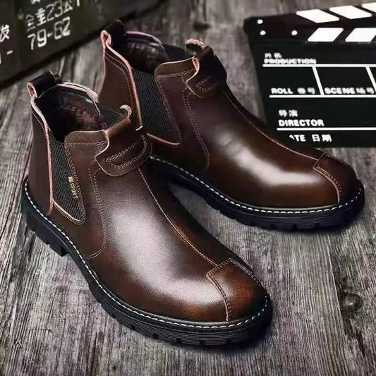 Genuine Leather Men's Boots High Quality Men Working Boots Brand Designer Men Casual Shoes British Style Ankle Botas para hombre