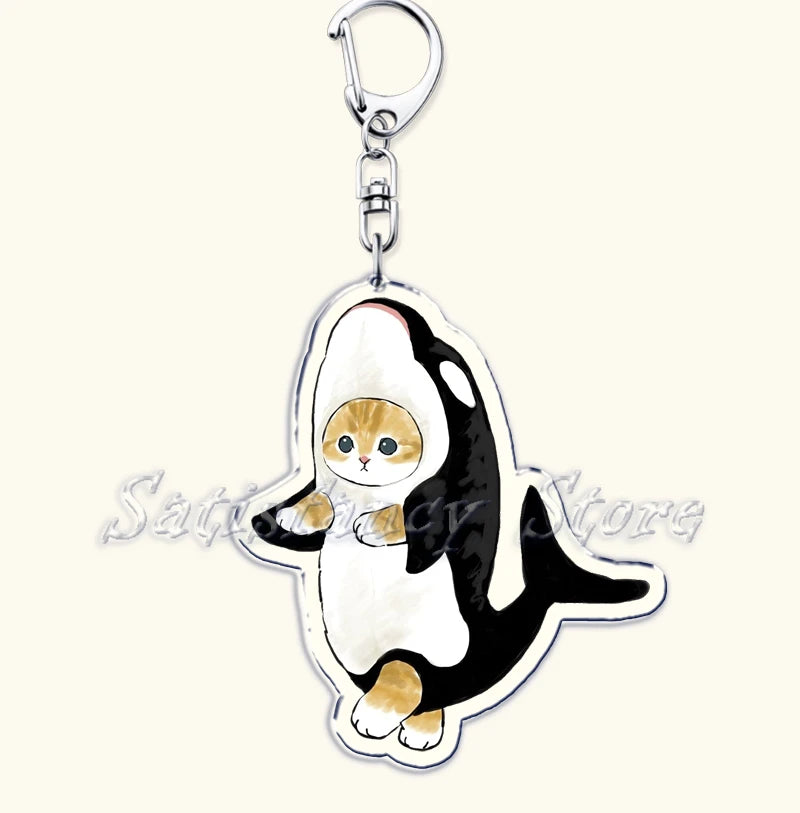 Cute Super Cute Kitten Cartoon Cat Acrylic Keychains Ring Shark for Accessories Bag Pendant Key Chain Jewelry Fans Lovers Gifts