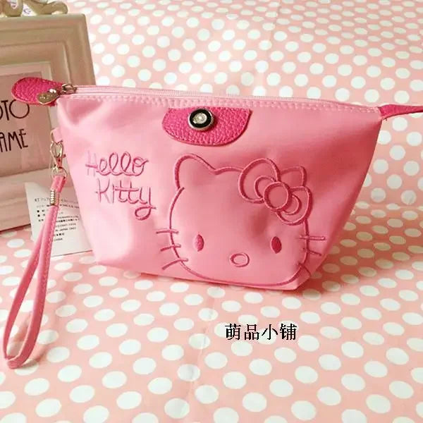 28X11cm Sanrio Hello Kitty Makeup Bag Anime Y2K Girls Storage Bag Cartoon Kawaii Large Capacity Waterproof PU Handbag Gift