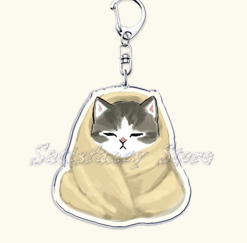 Cute Super Cute Kitten Cartoon Cat Acrylic Keychains Ring Shark for Accessories Bag Pendant Key Chain Jewelry Fans Lovers Gifts