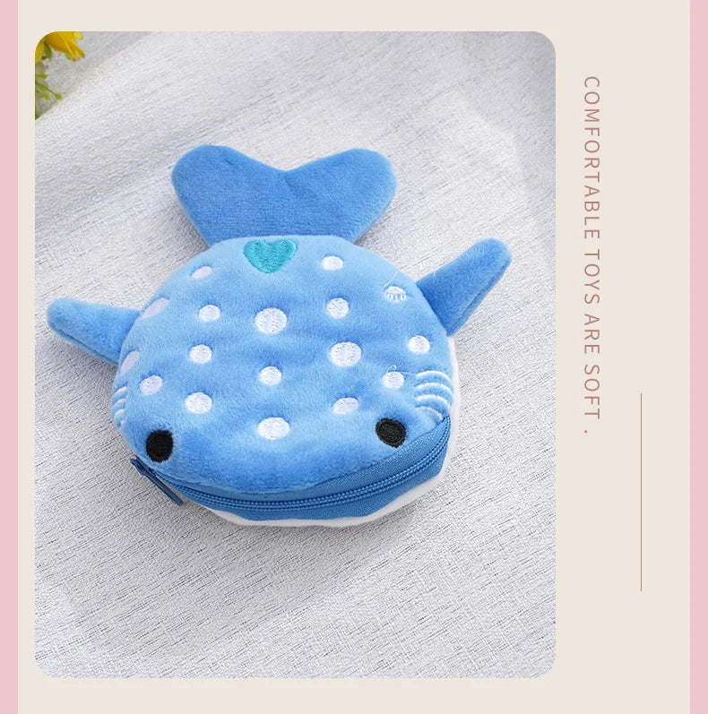 13x12cm Cute Whale Shark Coin Purse Kawaii Wallet Portable Plush Coin Bag Key Earphone Coin Organizer Pouch Zipper Bag kids Gift