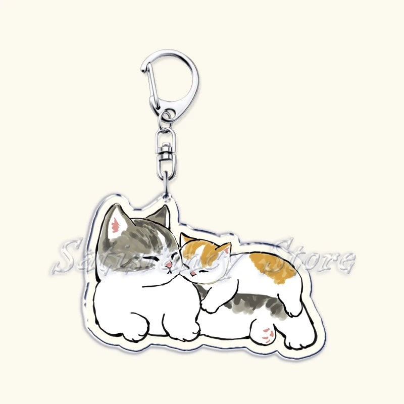 Cute Super Cute Kitten Cartoon Cat Acrylic Keychains Ring Shark for Accessories Bag Pendant Key Chain Jewelry Fans Lovers Gifts