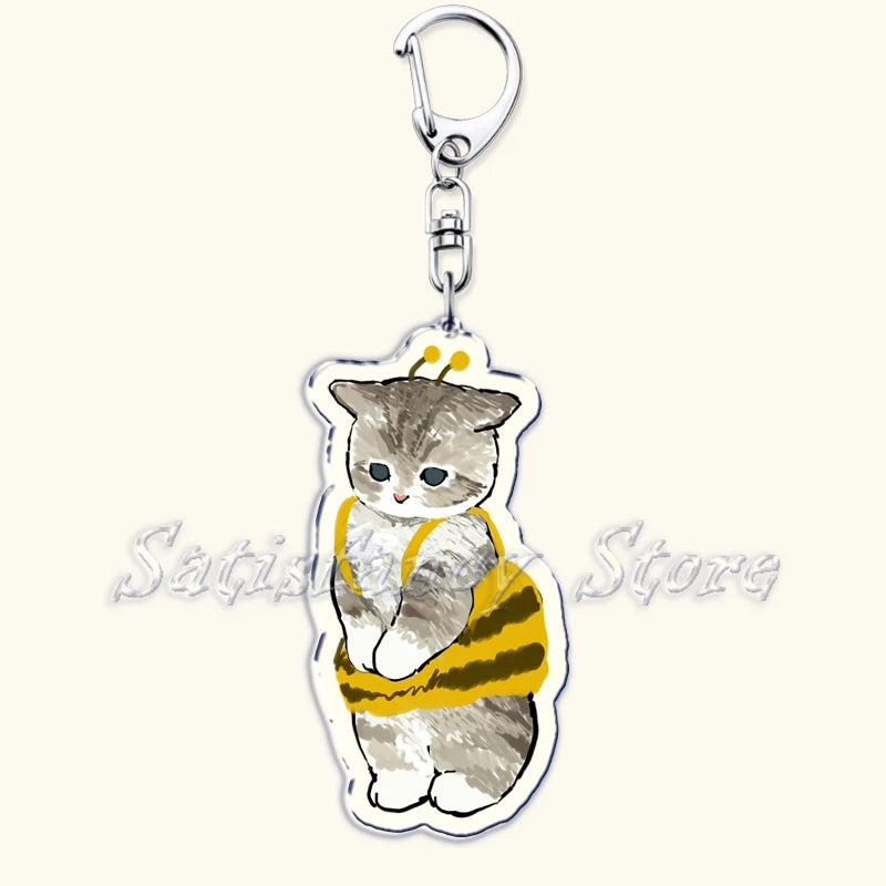 Cute Super Cute Kitten Cartoon Cat Acrylic Keychains Ring Shark for Accessories Bag Pendant Key Chain Jewelry Fans Lovers Gifts