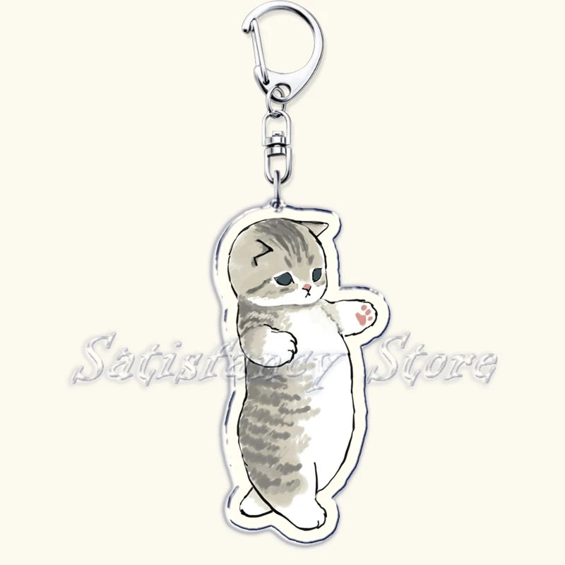 Cute Super Cute Kitten Cartoon Cat Acrylic Keychains Ring Shark for Accessories Bag Pendant Key Chain Jewelry Fans Lovers Gifts