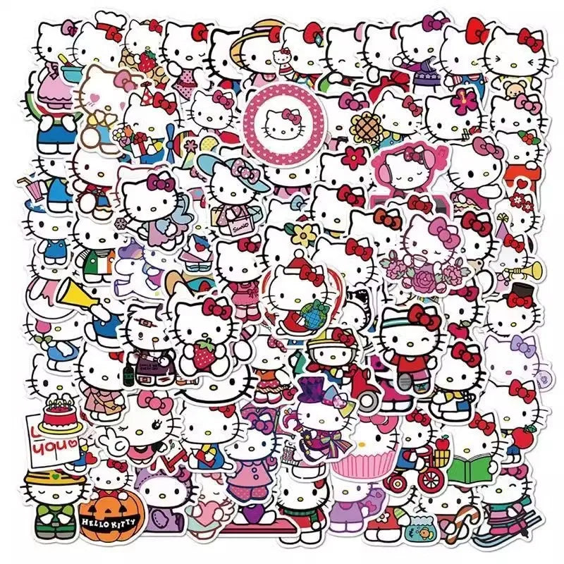 50PCS Funny Cinnamoroll Kuromi Sanrio Stickers Cartoon Cute Kids Toy PVC DIY Luggage Stationary Wall Car Travel Sticker Game