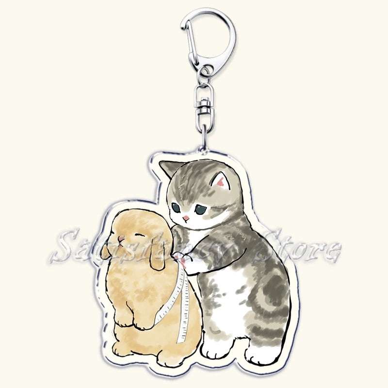 Cute Super Cute Kitten Cartoon Cat Acrylic Keychains Ring Shark for Accessories Bag Pendant Key Chain Jewelry Fans Lovers Gifts