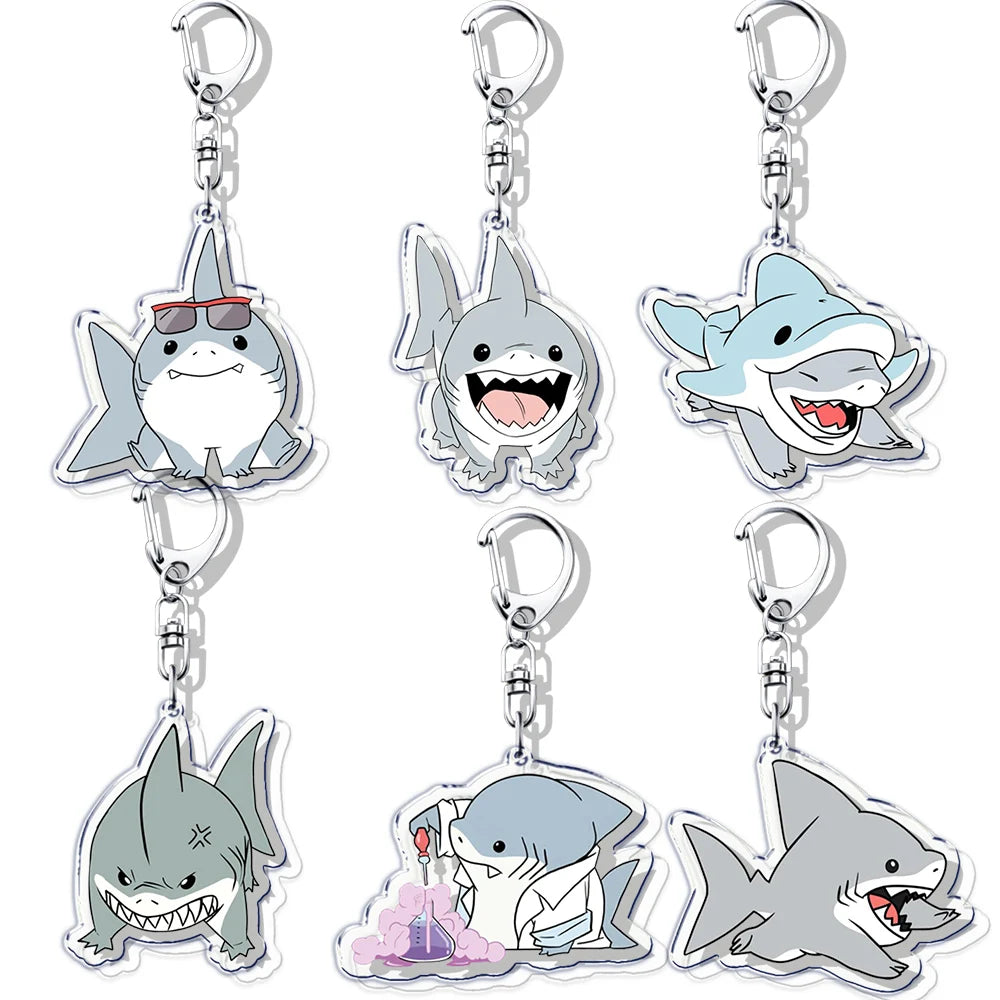 Cute Cartoon The Shark Keychains Keyring for Accessories Bag Key Chain Ring Kawaii JEFF Fans Gifts