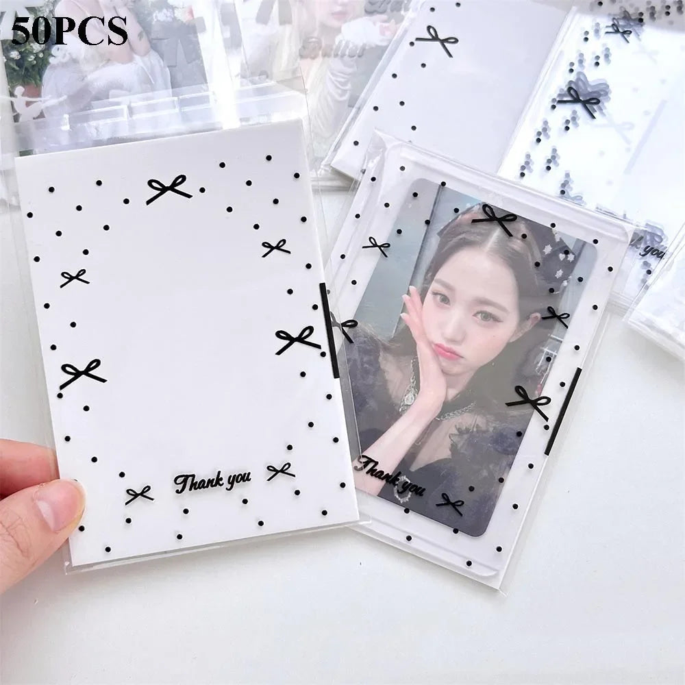 50pcs/pack Clear Photocard Sleeves Self-adhesive Card Cover Idol Photo Packaging Bag Self Sealing Bag Gift Card Protector