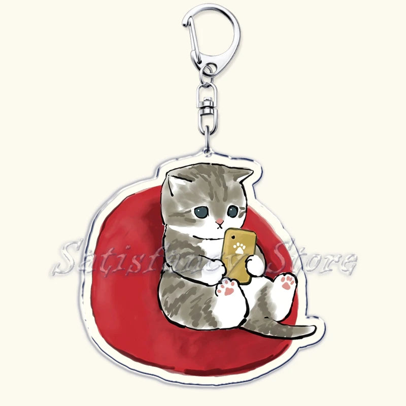 Cute Super Cute Kitten Cartoon Cat Acrylic Keychains Ring Shark for Accessories Bag Pendant Key Chain Jewelry Fans Lovers Gifts